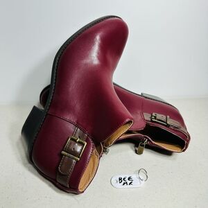 VIONIC MILLIE BURGUNDY LEATHER ANKLE BOOTS FASHION SHOES HEELS US WOMENS SZ 8,5